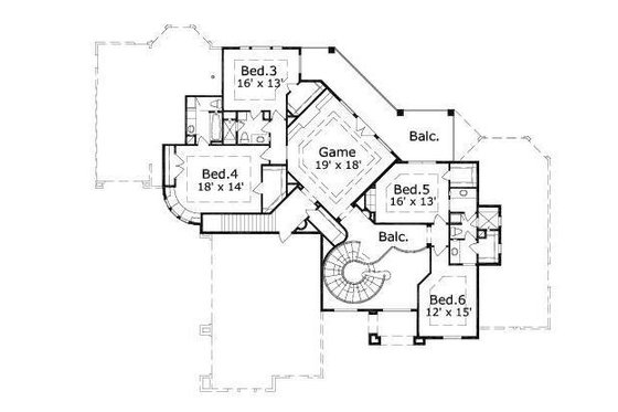 Floor Plan - Upper Floor for Mediterranean House Plan #411-272 - 6 bed, 5 bath