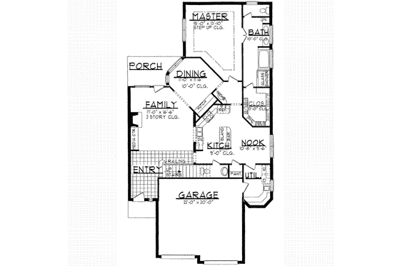Floor Plan - Main Floor for European House Plan #62-136 - 4 bed, 2.5 bath