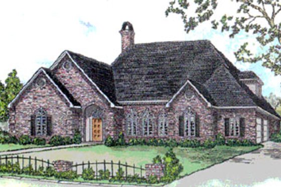 Exterior - Front Elevation for European House Plan #16-216 - 4 bed, 3.5 bath
