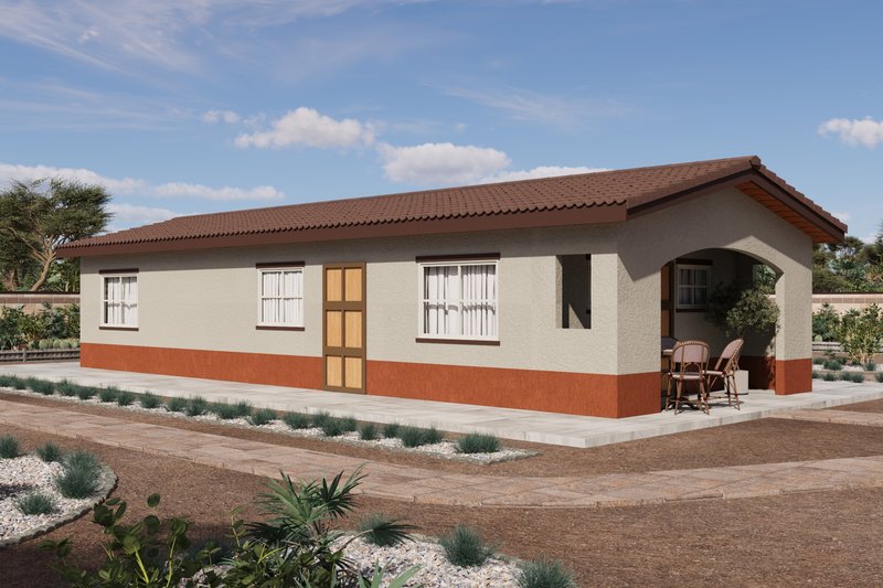 Mediterranean Style House Plan - 2 Beds 2 Baths 786 Sq/Ft Plan #1106-77 Exterior