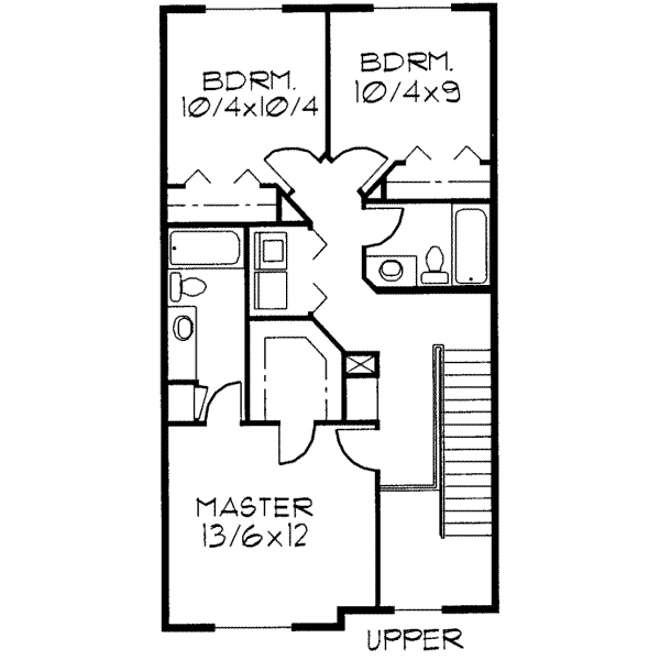 Traditional Floor Plan - Upper Floor Plan #303-388