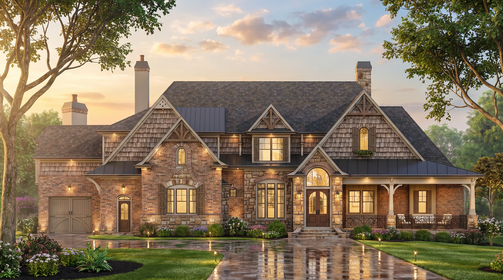 Exterior - Front Elevation 2 for Craftsman House Plan #54-698 - 5 bed, 4 bath