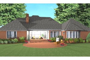 Exterior - Rear Elevation for Southern House Plan #406-137 - 4 bed, 3.5 bath