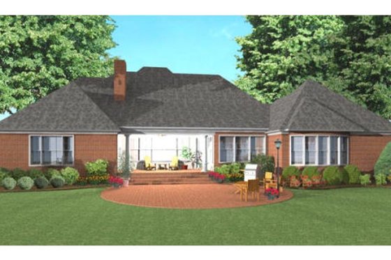 Exterior - Rear Elevation for Southern House Plan #406-137 - 4 bed, 3.5 bath