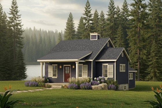 Exterior - Front Elevation for Cottage House Plan #22-591 - 1 bed, 1 bath