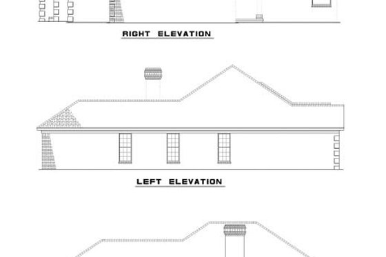 Exterior - Rear Elevation for European House Plan #17-3011 - 3 bed, 2 bath