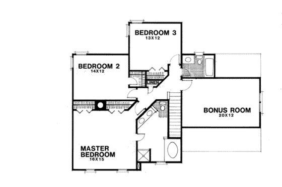 Floor Plan - Upper Floor for European House Plan #56-179 - 4 bed, 2.5 bath