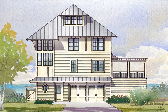Exterior - Front Elevation for Beach House Plan #901-125 - 5 bed, 4 bath