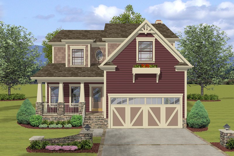 Architectural House Design - Craftsman Exterior - Front Elevation Plan #56-722