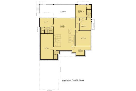 Floor Plan - Lower Floor for Contemporary House Plan #1066-267 - 4 bed, 4.5 bath