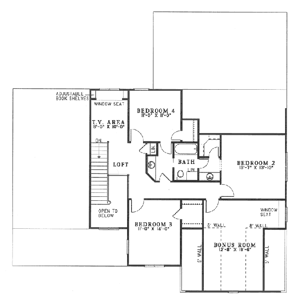 Traditional Floor Plan - Upper Floor Plan #17-2073
