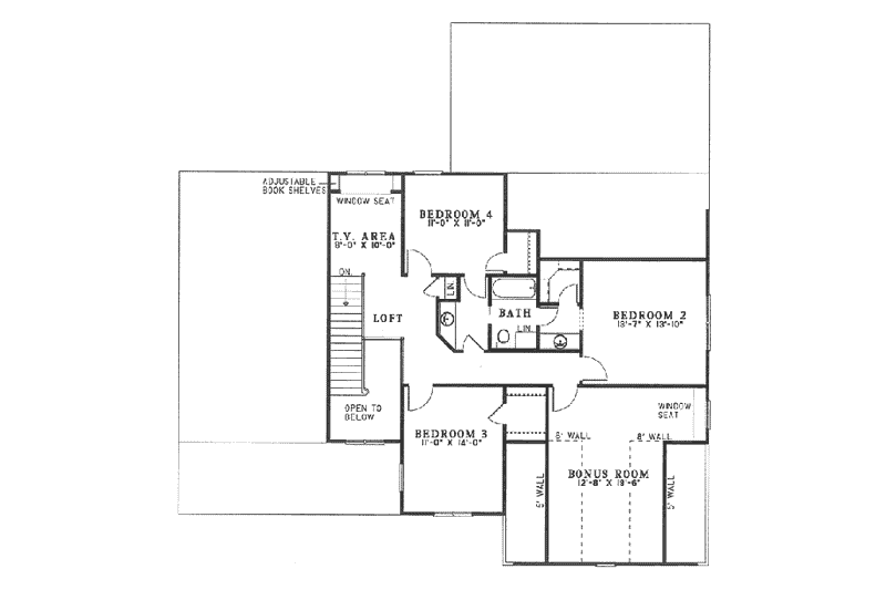 Architectural House Design - Floor Plan - Upper Floor for Traditional House Plan #17-2073 - 5 bed, 3 bath
