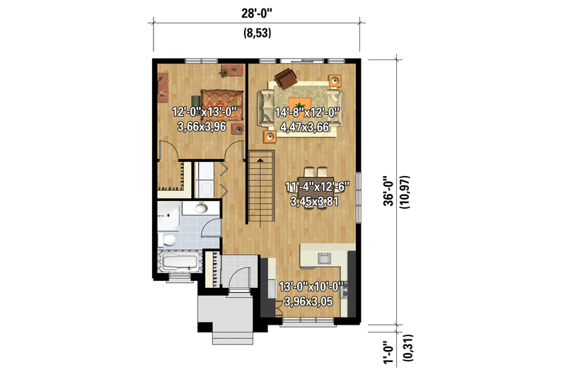 House Plan Design - Floor Plan - Main Floor 1 for Contemporary House Plan #25-4538 - 3 bed, 2 bath