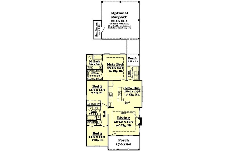 Dream House Plan - Floor Plan - Main Floor for Cottage House Plan #430-41 - 3 bed, 2 bath