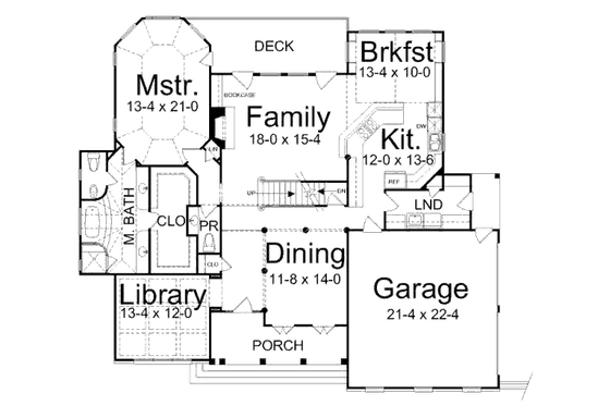 Floor Plan - Main Floor for Craftsman House Plan #119-333 - 4 bed, 2.5 bath