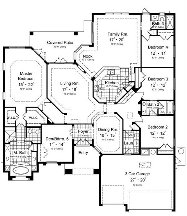 Architectural House Design - Mediterranean Floor Plan - Main Floor Plan #417-354
