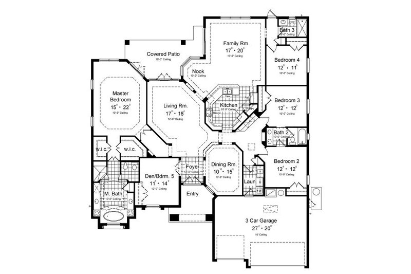 Home Plan - Floor Plan - Main Floor for Mediterranean House Plan #417-354 - 4 bed, 3 bath