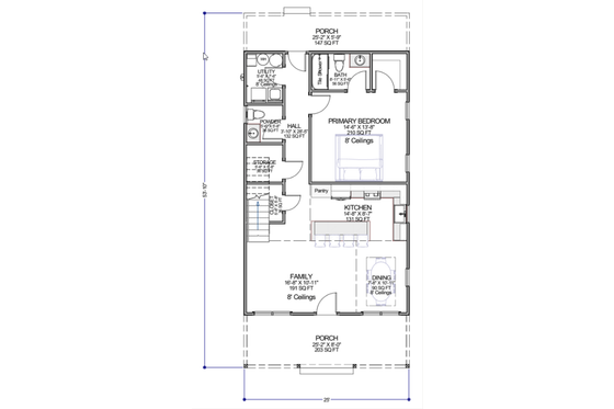 Floor Plan - Main Floor for Country House Plan #1116-24 - 3 bed, 2.5 bath