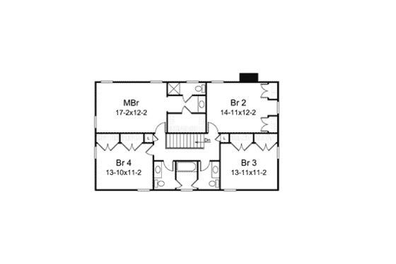 Floor Plan - Upper Floor for Traditional House Plan #57-554 - 4 bed, 3 bath
