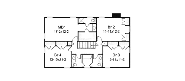 Traditional Floor Plan - Upper Floor Plan #57-554