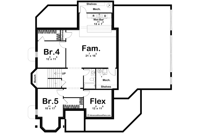 House Blueprint - Floor Plan - Lower Floor for Modern House Plan #455-618 - 4 bed, 4.5 bath