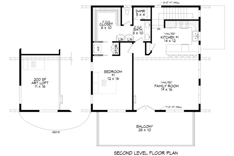 House Design - Floor Plan - Upper Floor for Contemporary House Plan #932-1236 - 2 bed, 2 bath