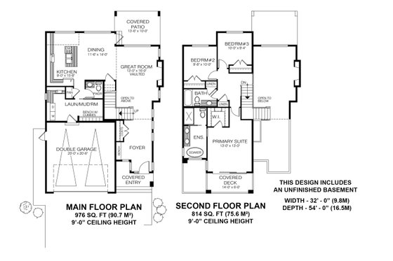 Floor Plan - Main Floor for Modern House Plan #1100-112 - 3 bed, 2.5 bath