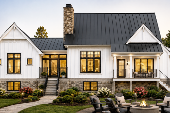 Exterior - Rear Elevation for Farmhouse House Plan #928-439 - 3 bed, 3.5 bath