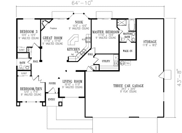 Adobe / Southwestern Floor Plan - Main Floor Plan #1-317