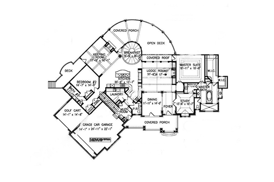 Floor Plan - Main Floor for Craftsman House Plan #54-473 - 4 bed, 4.5 bath