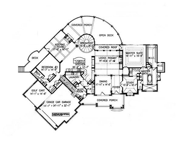 House Plan Design - Craftsman Floor Plan - Main Floor Plan #54-473