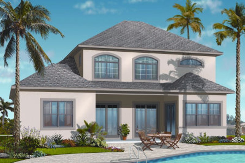 Home Plan - Exterior - Rear Elevation for Mediterranean House Plan #23-2246 - 4 bed, 3.5 bath