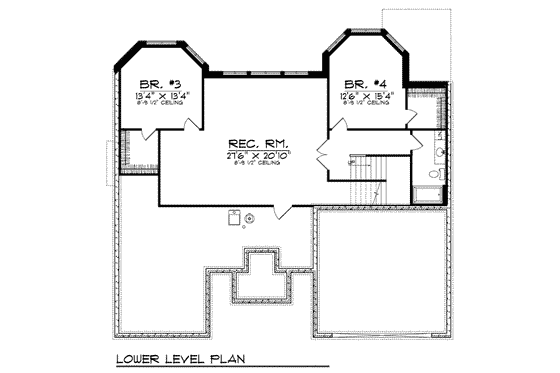Floor Plan - Lower Floor for Traditional House Plan #70-800 - 4 bed, 3 bath
