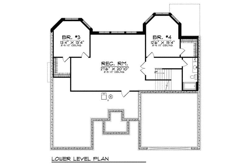 Home Plan - Floor Plan - Lower Floor for Traditional House Plan #70-800 - 4 bed, 3 bath