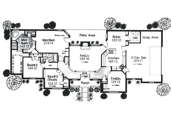 Floor Plan - Main Floor for European House Plan #310-810 - 3 bed, 2 bath