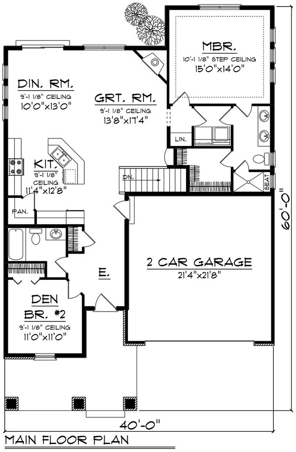 Architectural House Design - Ranch Floor Plan - Main Floor Plan #70-1517
