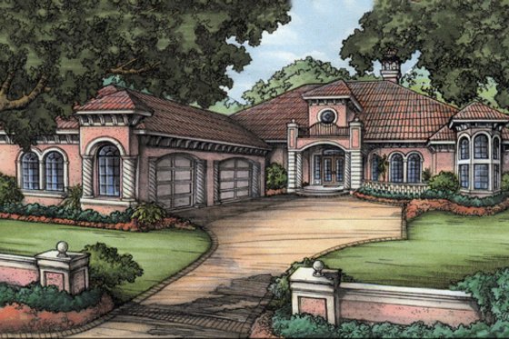 Exterior - Front Elevation for European House Plan #115-121 - 3 bed, 2.5 bath