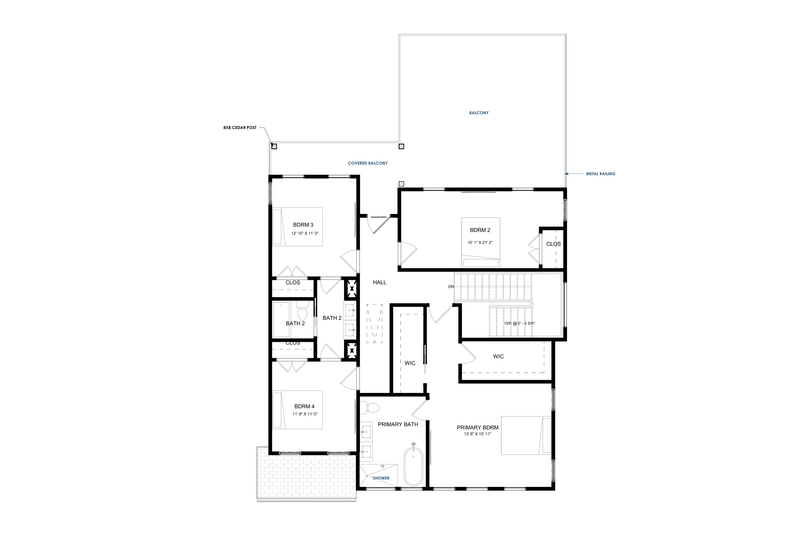 Home Plan - Floor Plan - Upper Floor for Modern House Plan #1129-11 - 4 bed, 2.5 bath