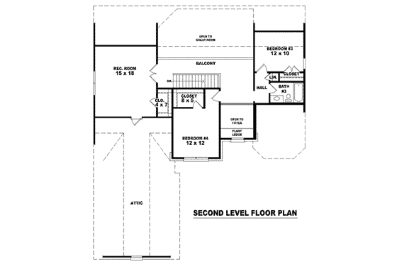 Floor Plan - Upper Floor for European House Plan #81-1075 - 4 bed, 3 bath
