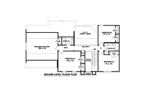 Floor Plan - Upper Floor for European House Plan #81-13695 - 4 bed, 2.5 bath