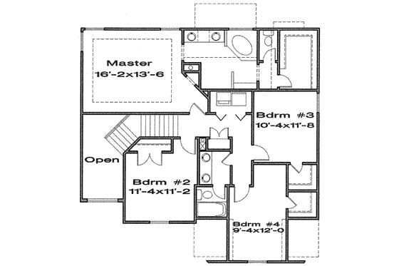 Floor Plan - Upper Floor for Traditional House Plan #6-139 - 4 bed, 2.5 bath