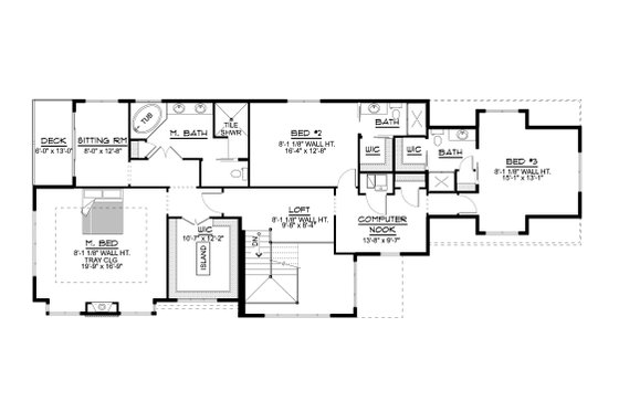 Floor Plan - Upper Floor for European House Plan #1064-347 - 3 bed, 3.5 bath