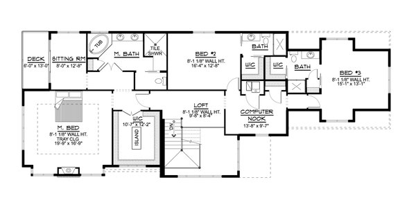 European Floor Plan - Upper Floor Plan #1064-347