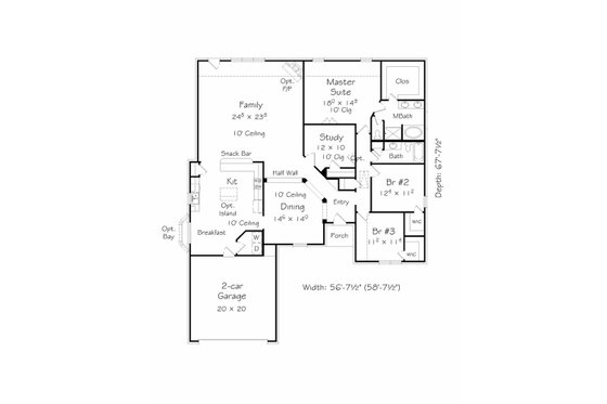 Floor Plan - Main Floor for Traditional House Plan #329-351 - 3 bed, 2 bath