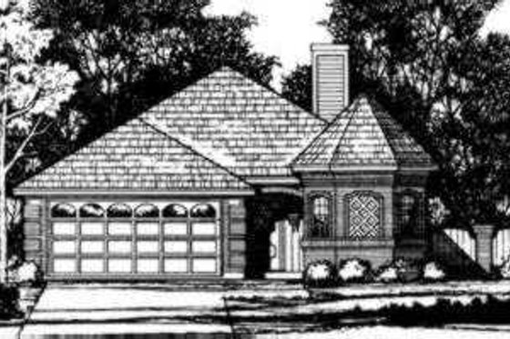 Exterior - Front Elevation for European House Plan #40-284 - 3 bed, 2 bath