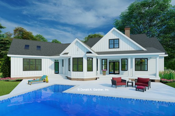 Exterior - Rear Elevation for Farmhouse House Plan #929-1054 - 4 bed, 3.5 bath