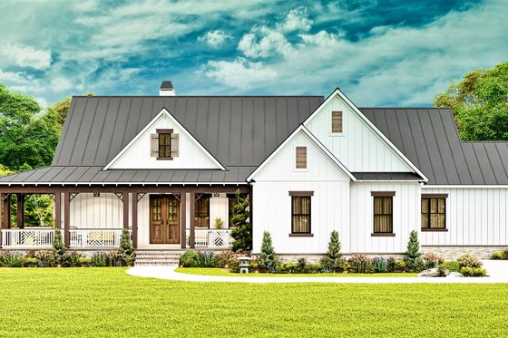 Exterior - Front Elevation 5 for Farmhouse House Plan #54-575 - 3 bed, 2.5 bath