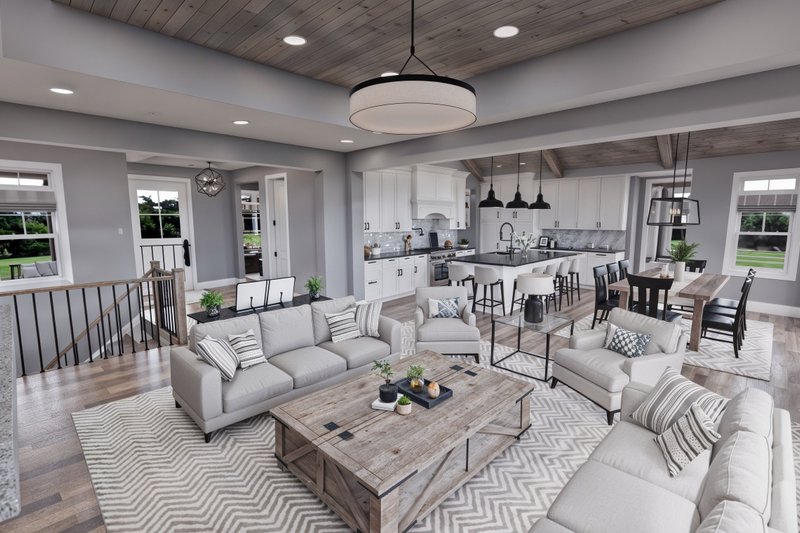 House Design - Interior - Family Room for Farmhouse House Plan #51-1449 - 4 bed, 4 bath