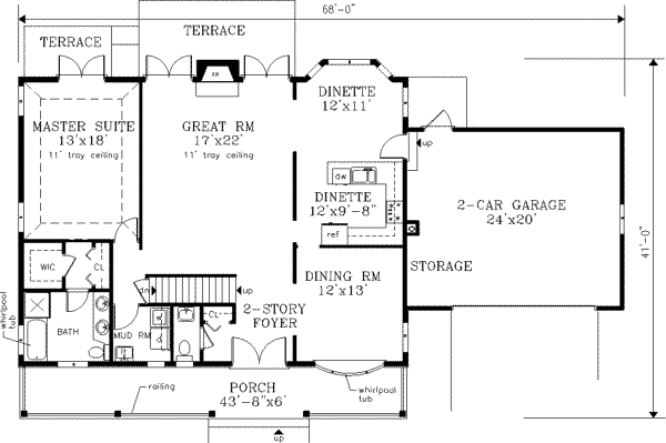 Country Floor Plan - Main Floor Plan #3-168
