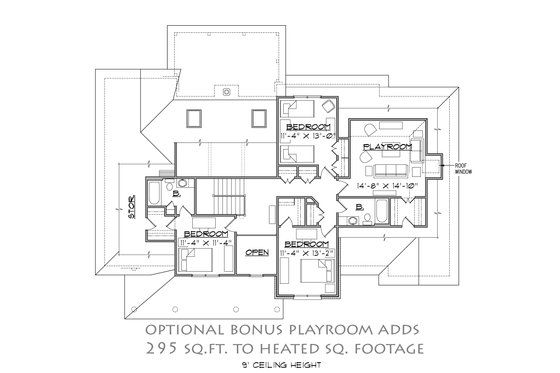 Floor Plan - Upper Floor for Farmhouse House Plan #1054-26 - 4 bed, 3.5 bath